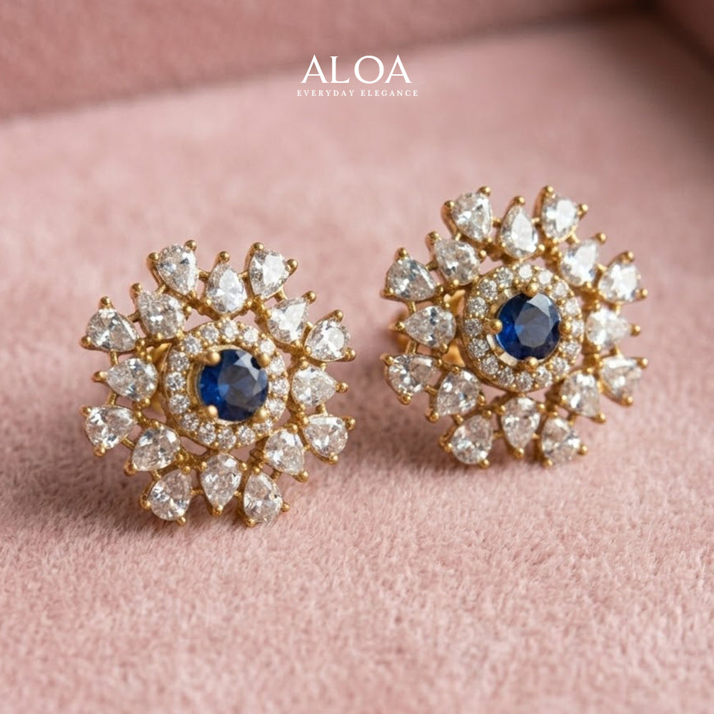Sapphire Floral Studs