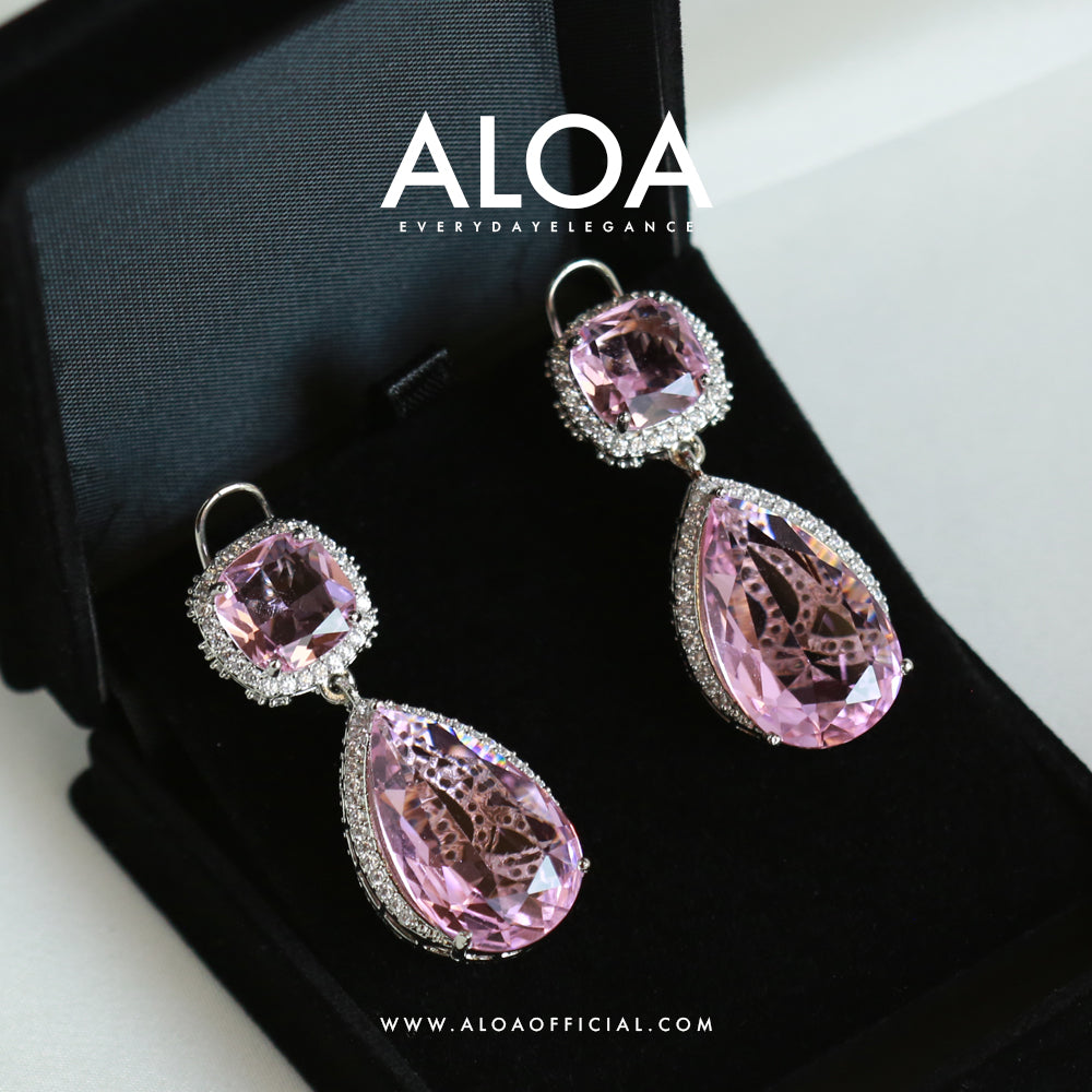 Symphony of Pink: Double Delight CZ Earrings