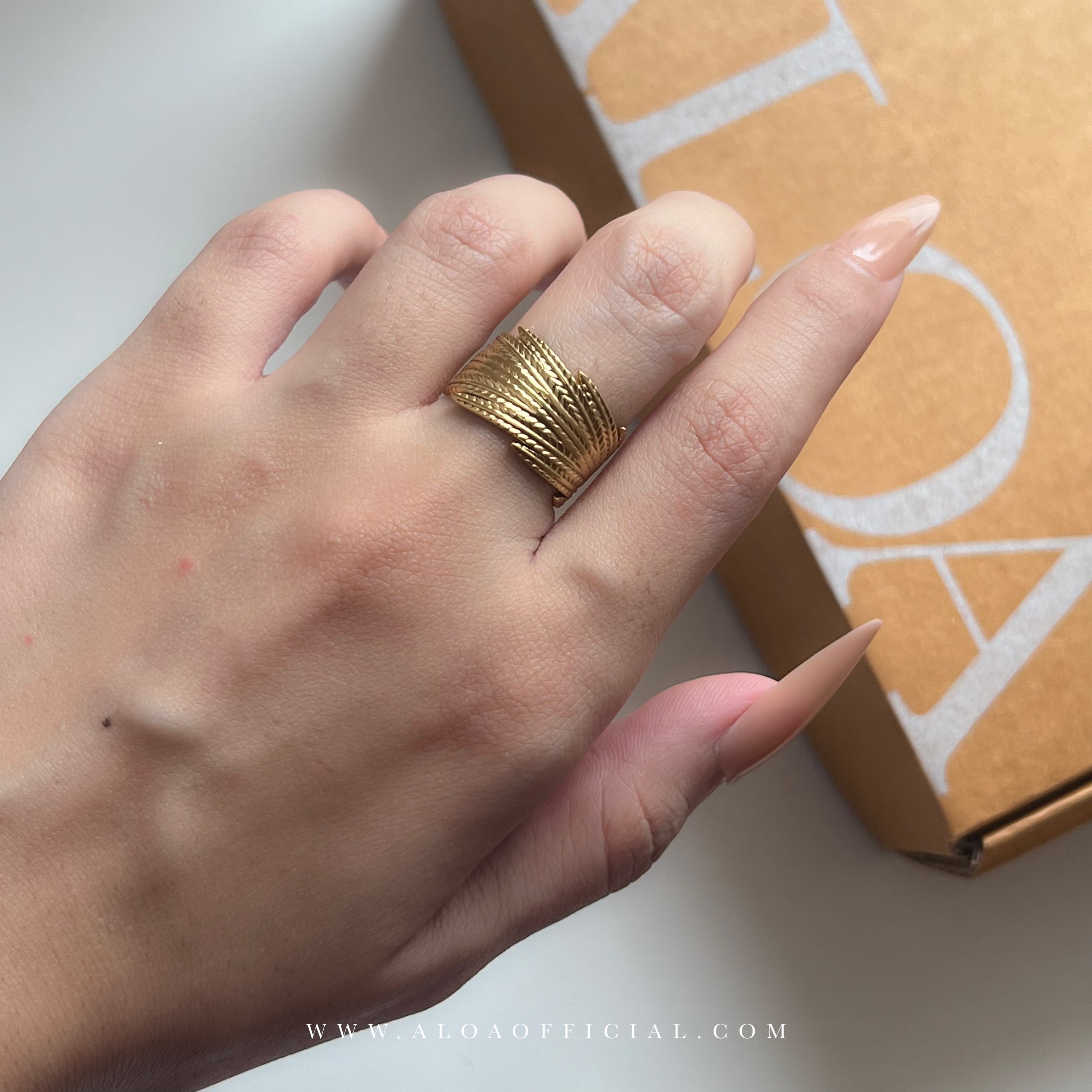 Gold-Plated Feather Ring