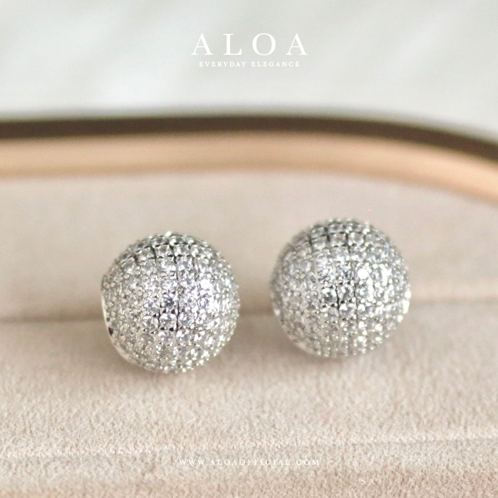 Silver Sphere CZ Studs