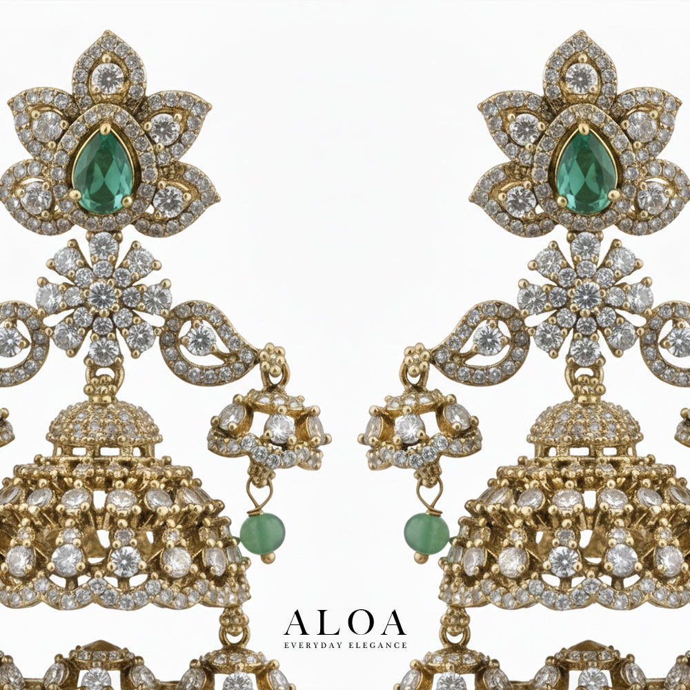 Emerald Heritage Tiered Jhumkas