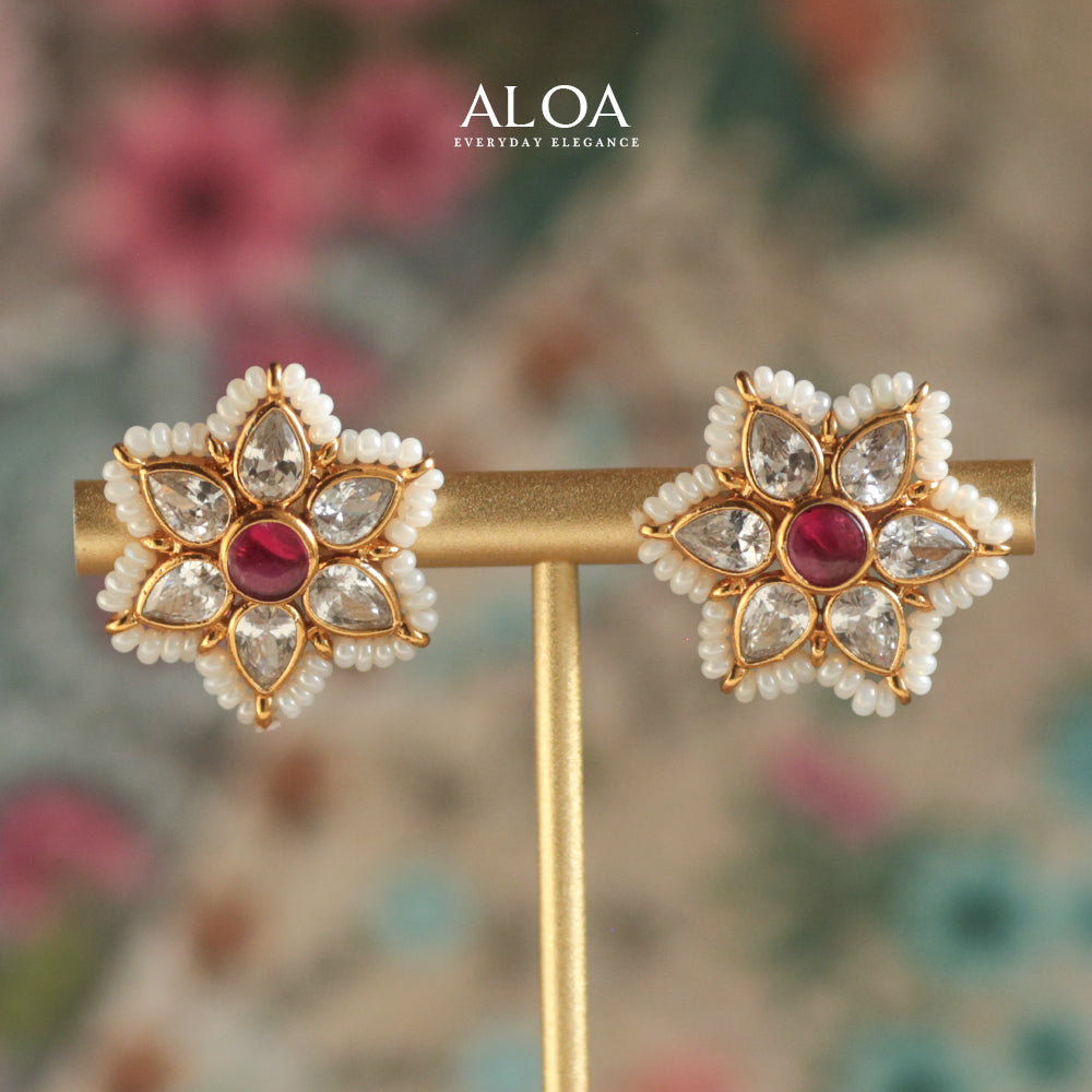 Petal Bloom CZ & Pearl Studs