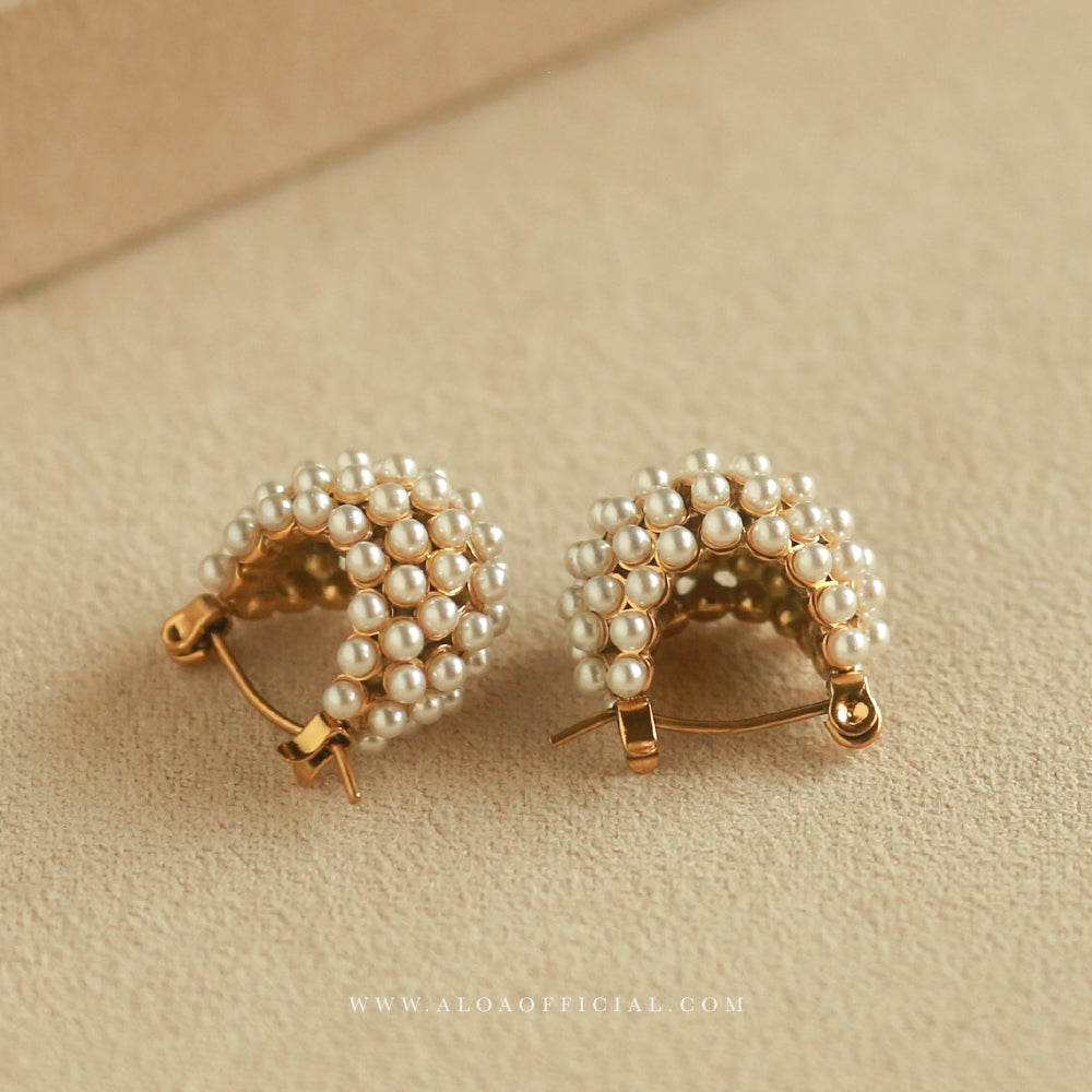 Studded Pearl Hoops