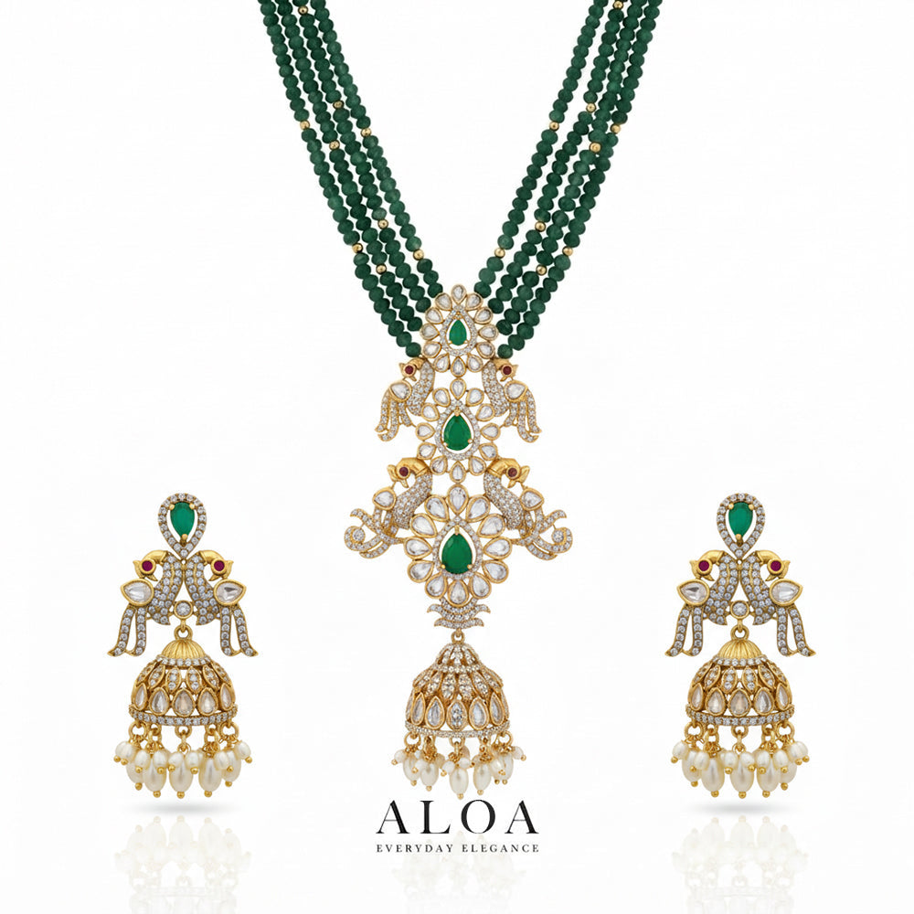 Royal Peacock Jhumka Necklace Set