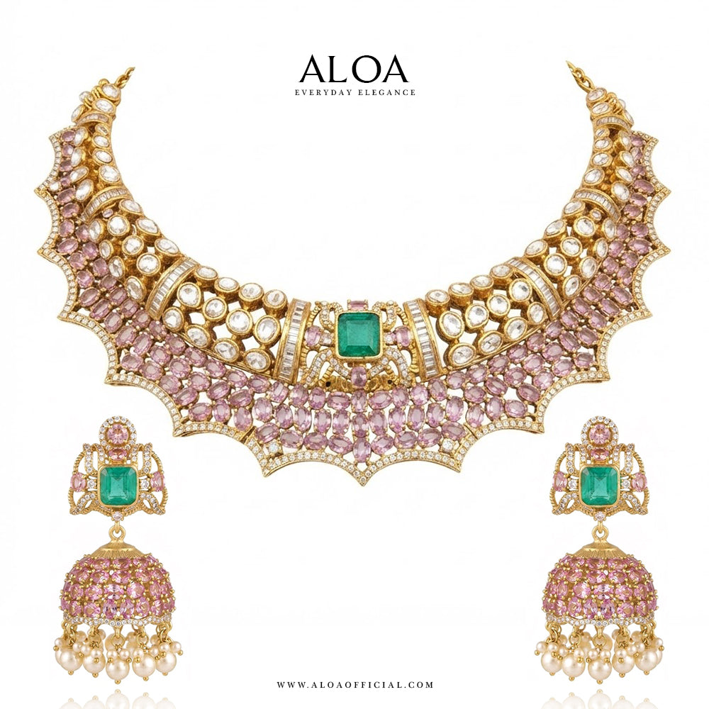 Pink Sapphire & Collar Set