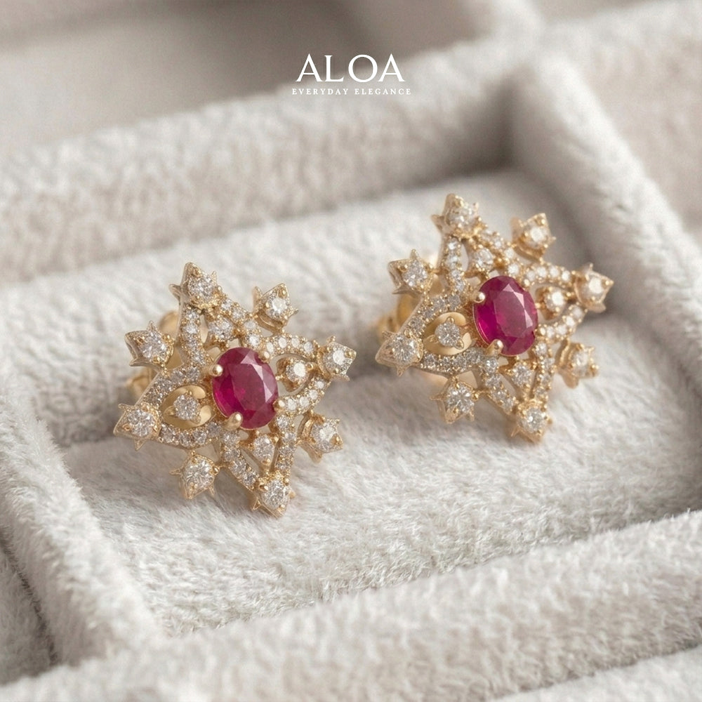 Crimson Starburst Studs