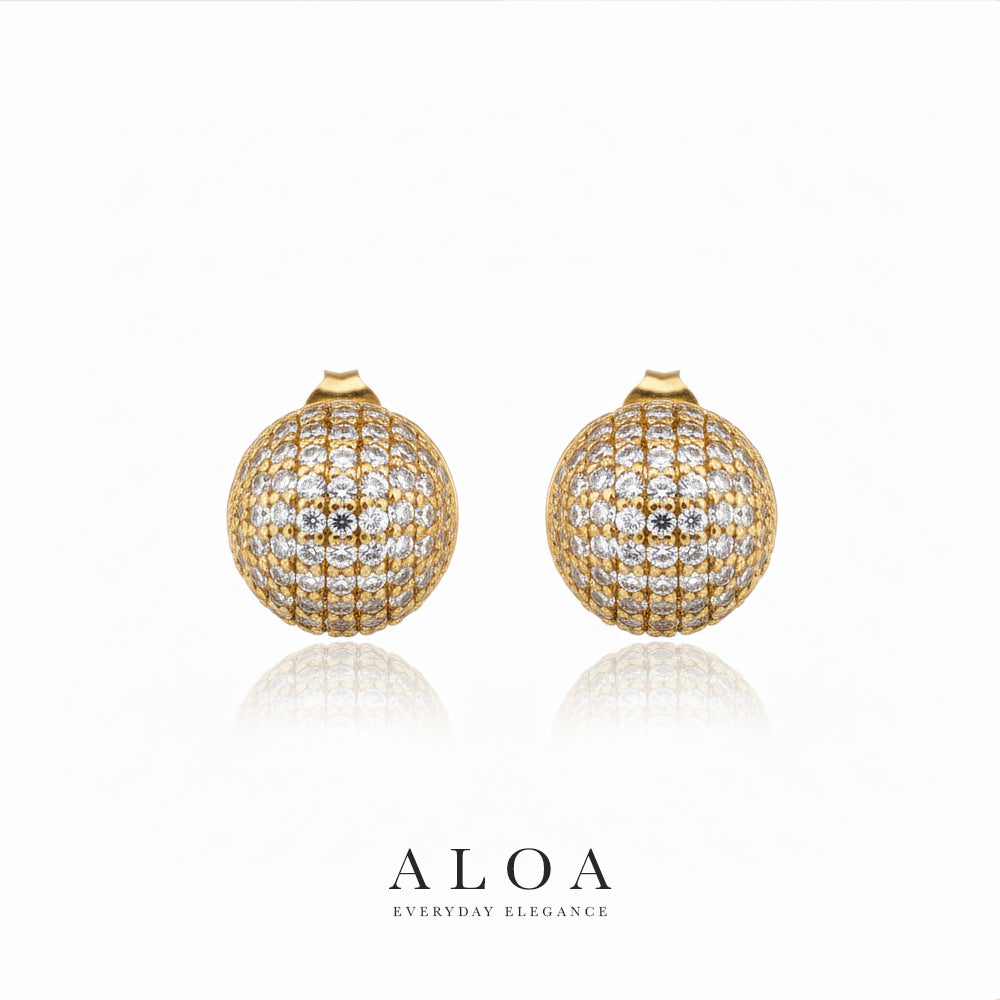Golden CZ Sphere Studs