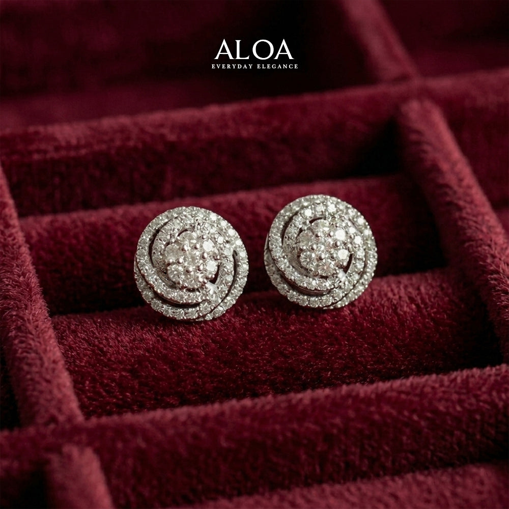 CZ Studded Rose Earrings
