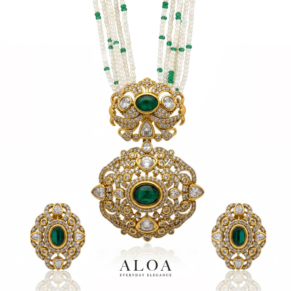 Emerald Pendant Set