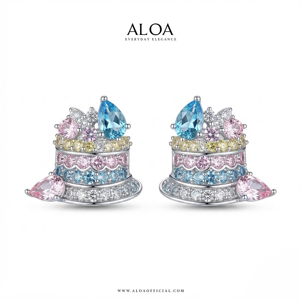 Silver Tiered Multi-Stone Studs