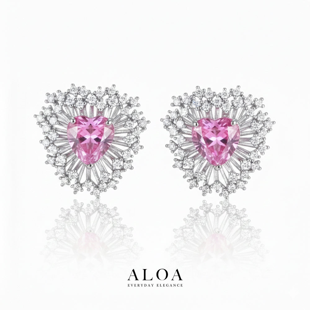 Sun Burst Heart Studs