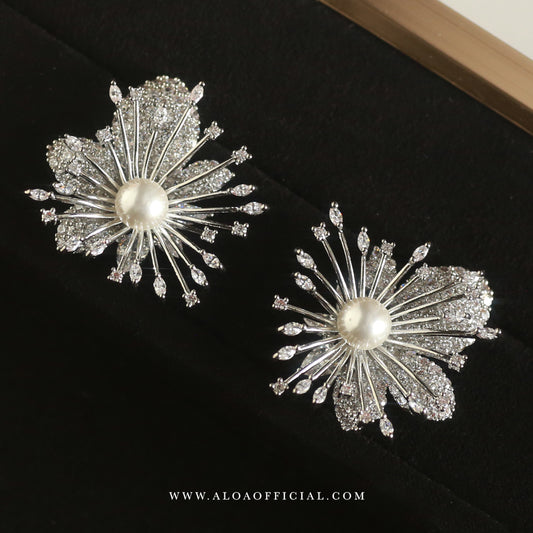 Silver Petals with CZ Spark