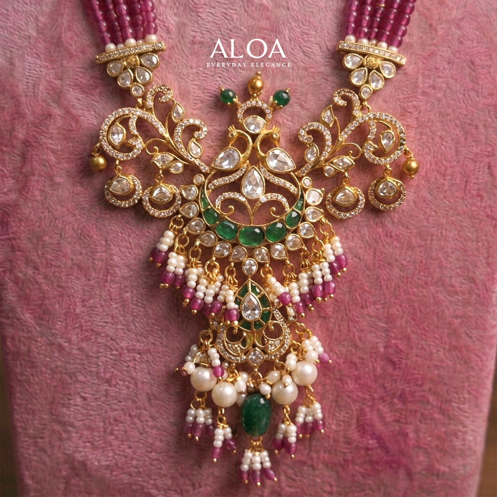Multi-Strand Peacock Mala Set