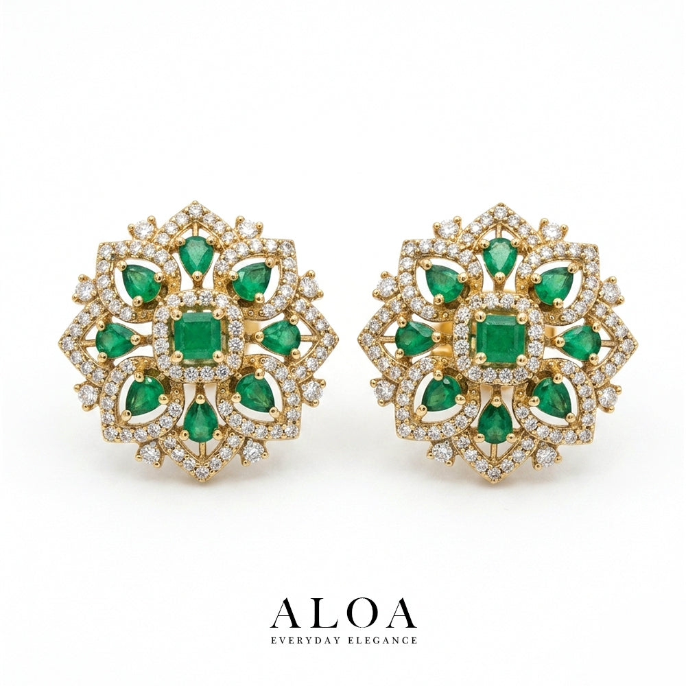 Emerald Mandala Studs