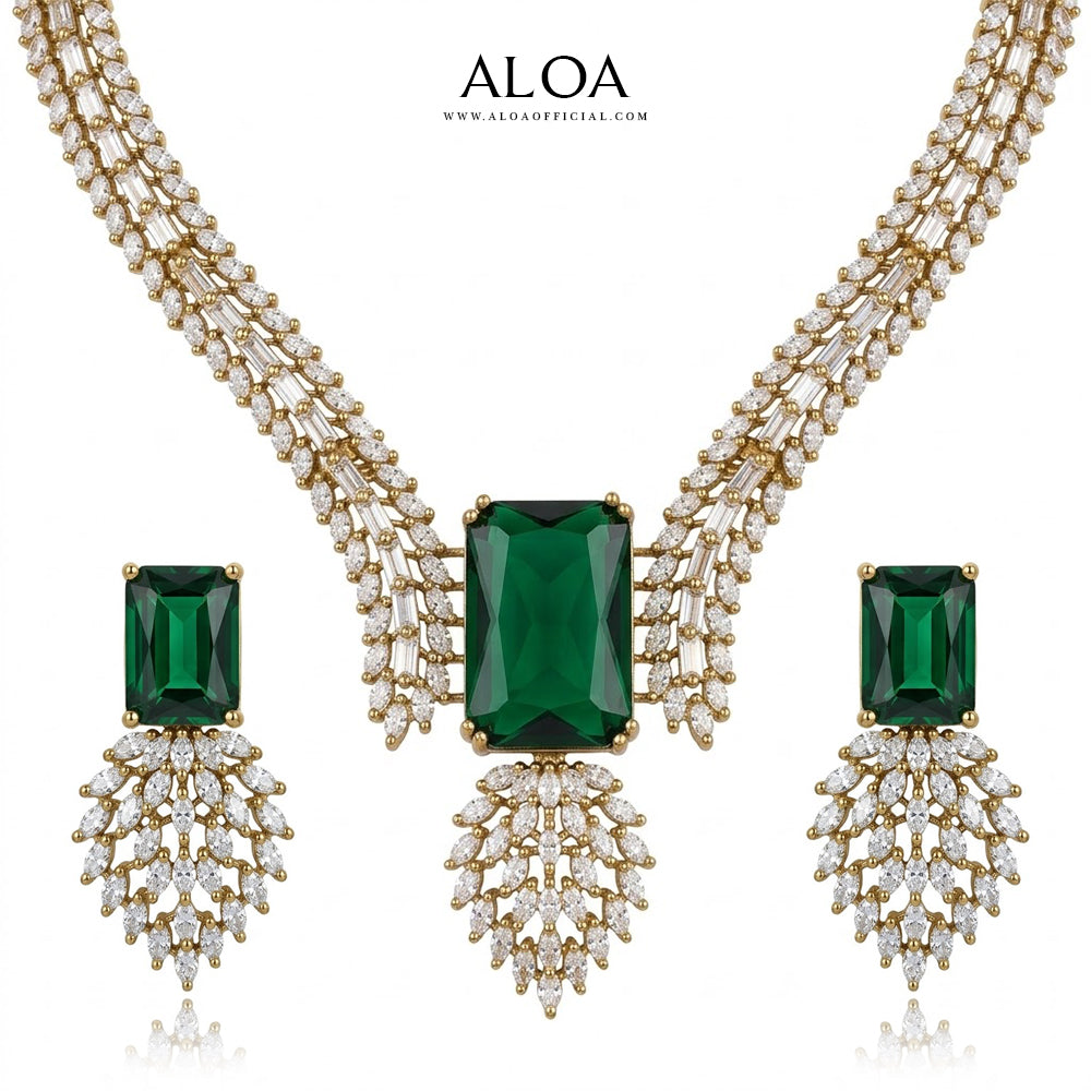 Emerald Gold Necklace Set