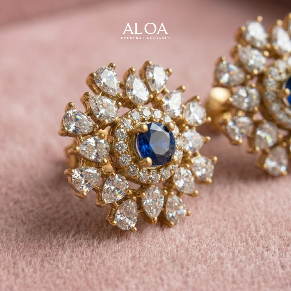 Sapphire Floral Studs