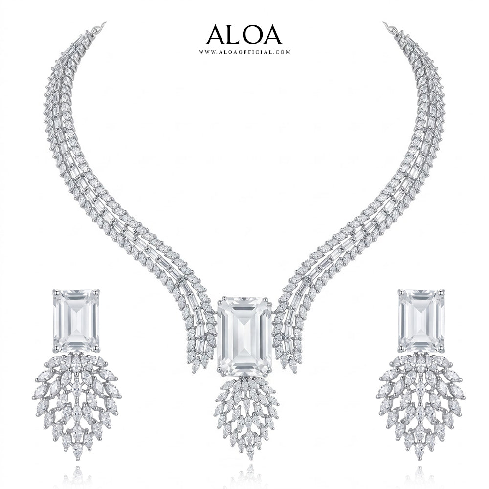 Diamond Leaf Necklace Set