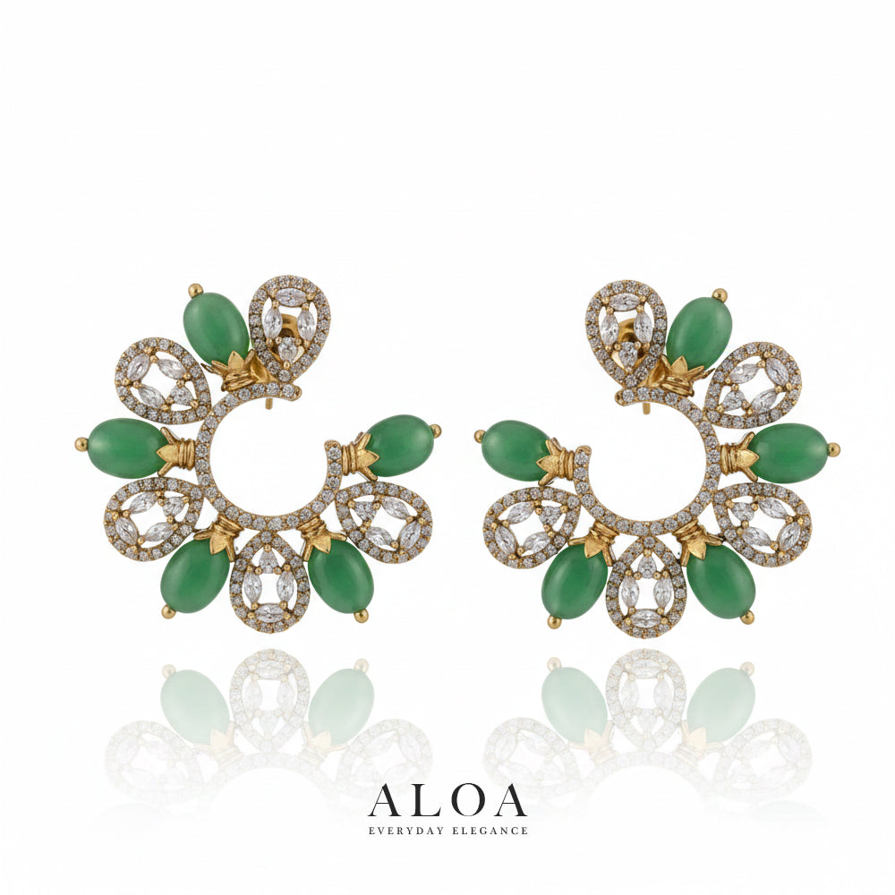 Verdant Crescent Statement Earrings