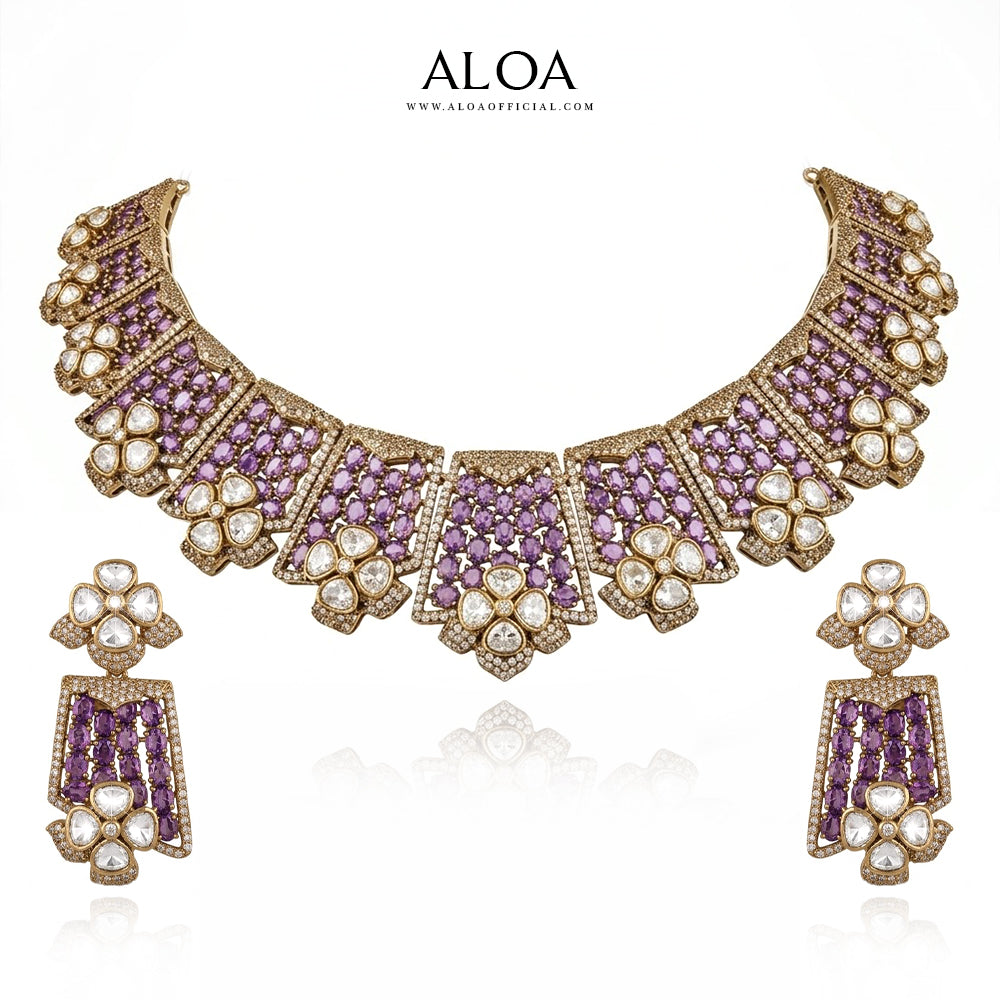 Amethyst Floral Necklace Set
