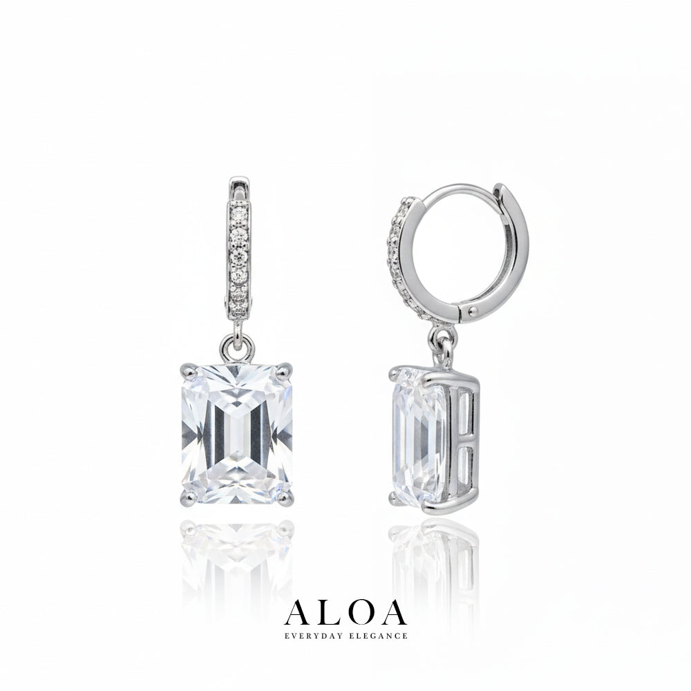 CZ Huggie Drop Earrings