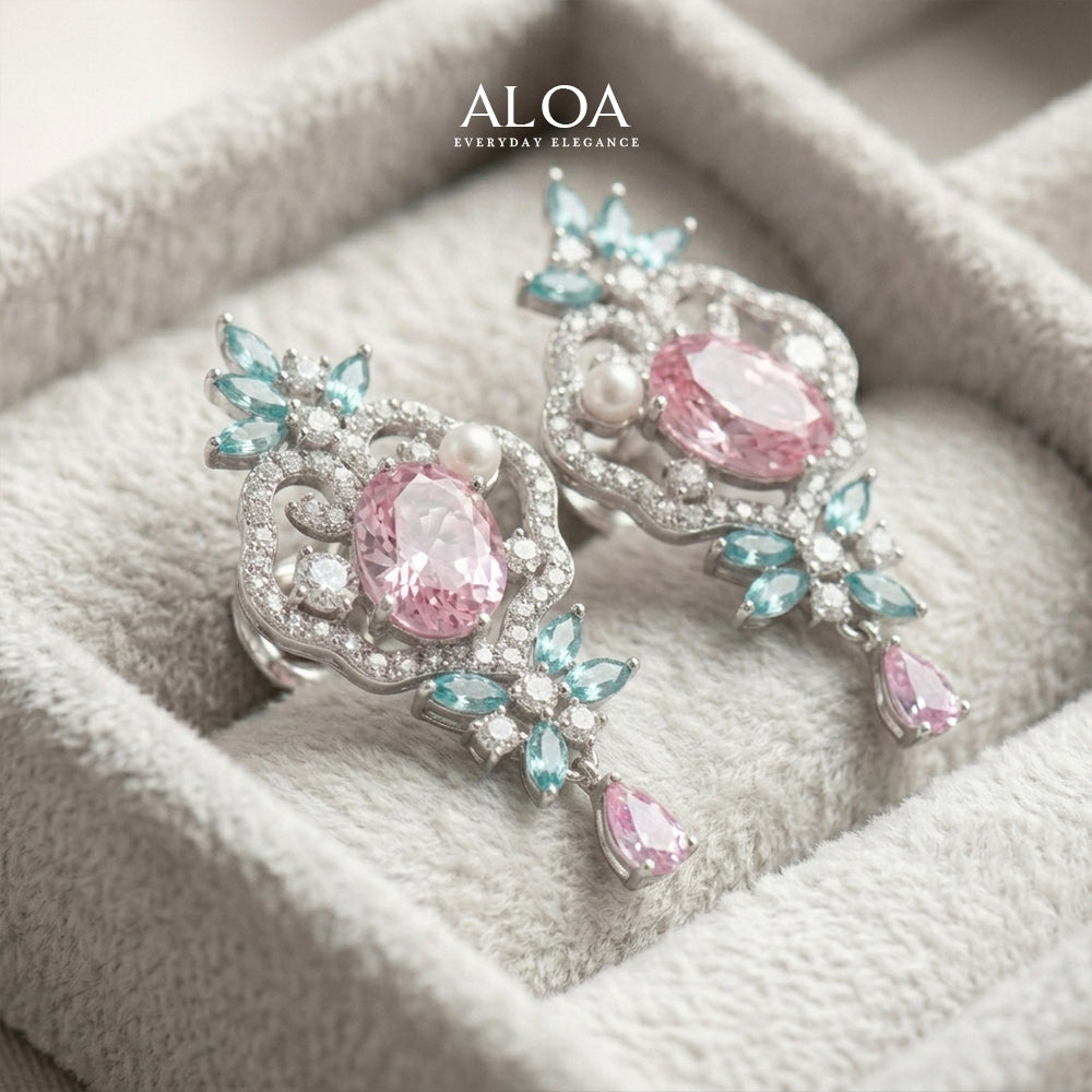 Teal and Pink Earrings
