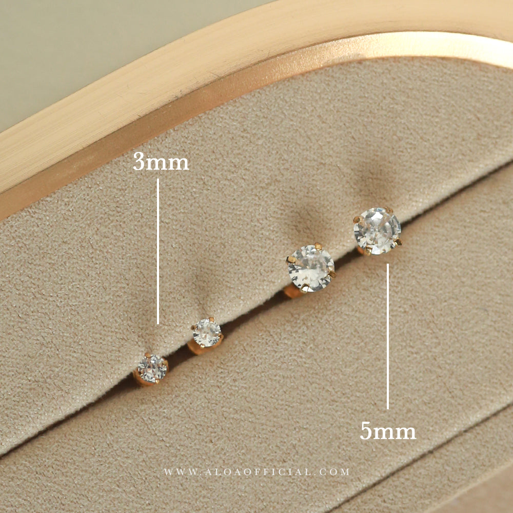 Golden CZ Screw Back Studs