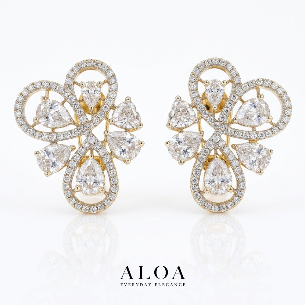 Gilded Petal Lattice Studs