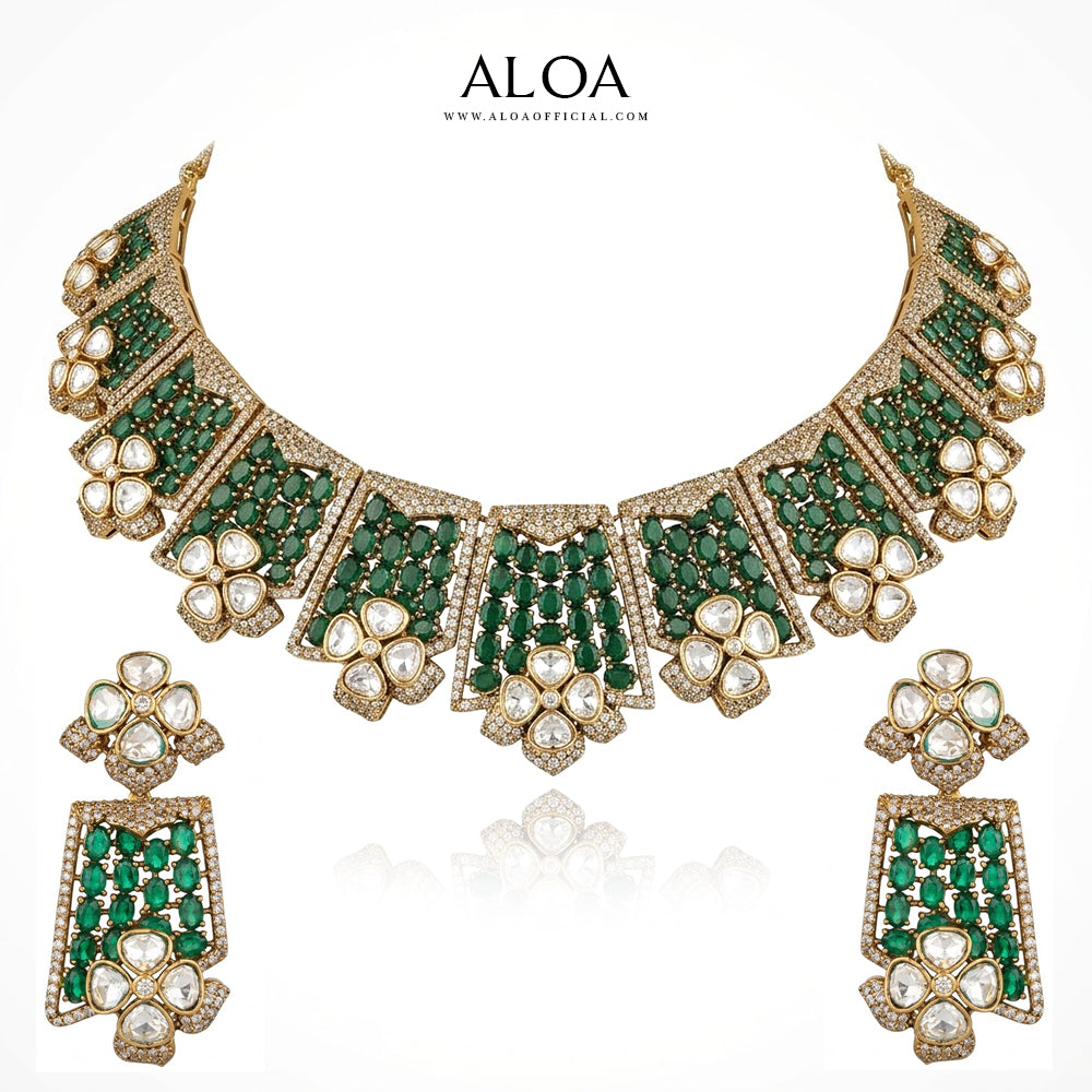 Emerald Floral Necklace Set