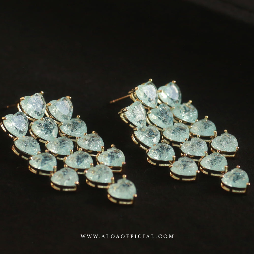 Mint Heartfall Earrings
