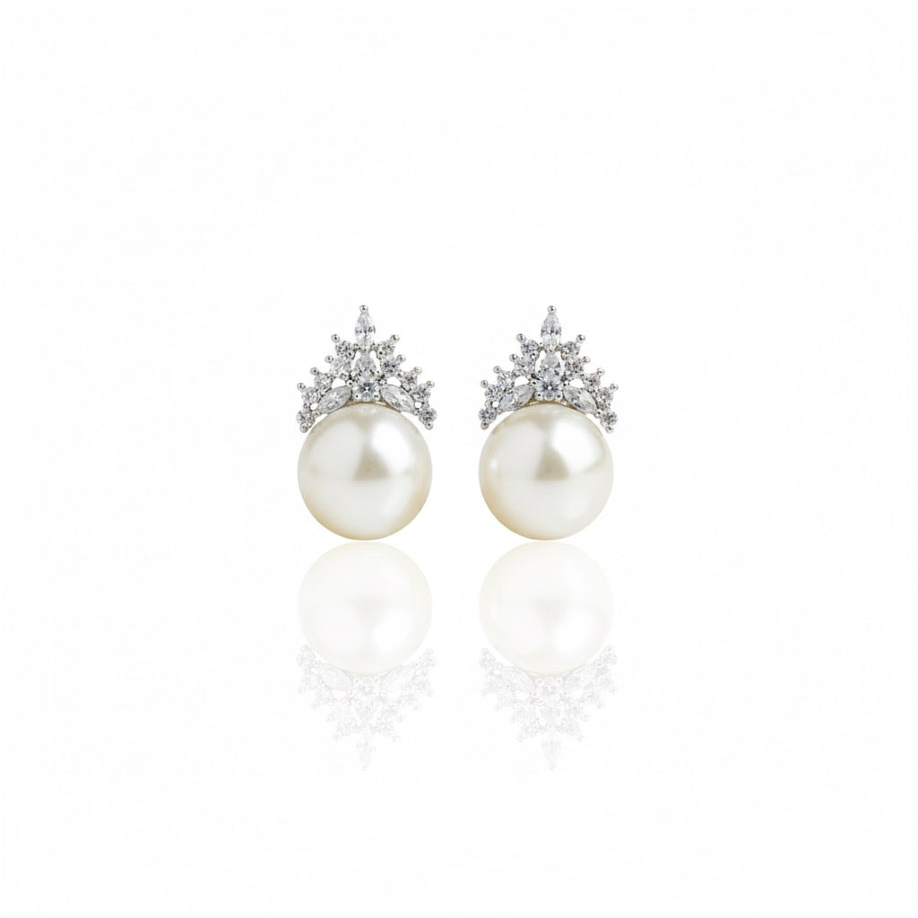 Luxe Pearl Bloom CZ Earrings