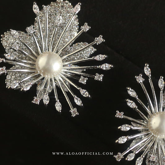 Silver Petals with CZ Spark