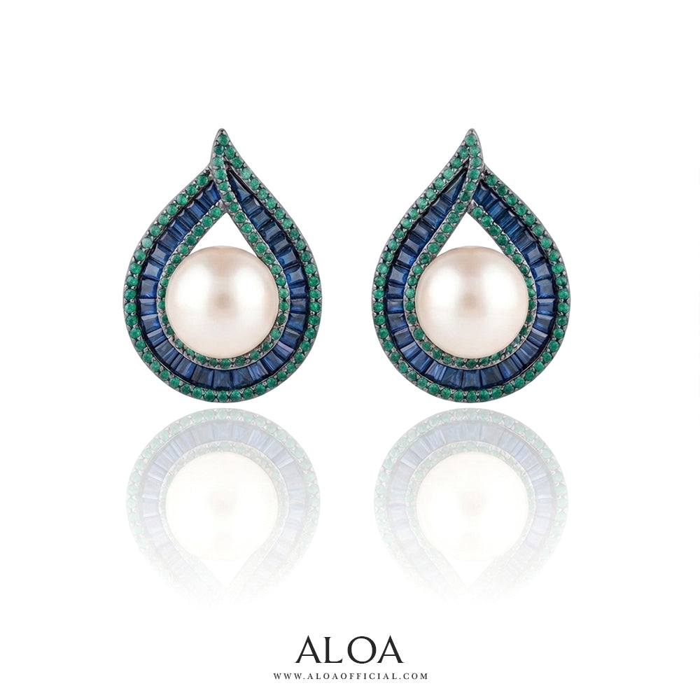 Black Rhodium Pearl Teardrop Earrings