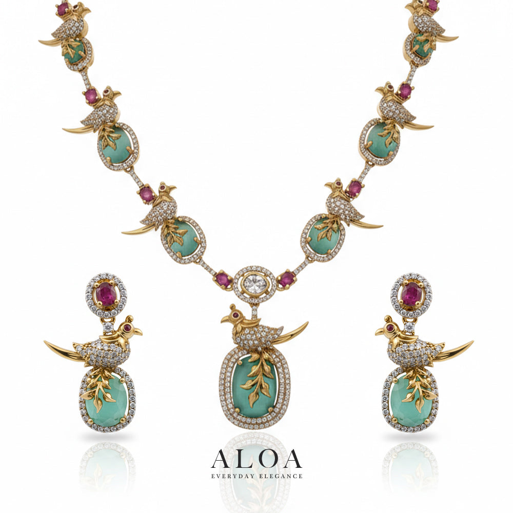 Mint Songbird Necklace Set