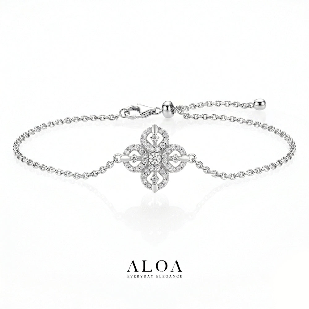 Silver Lattice Bloom Bracelet