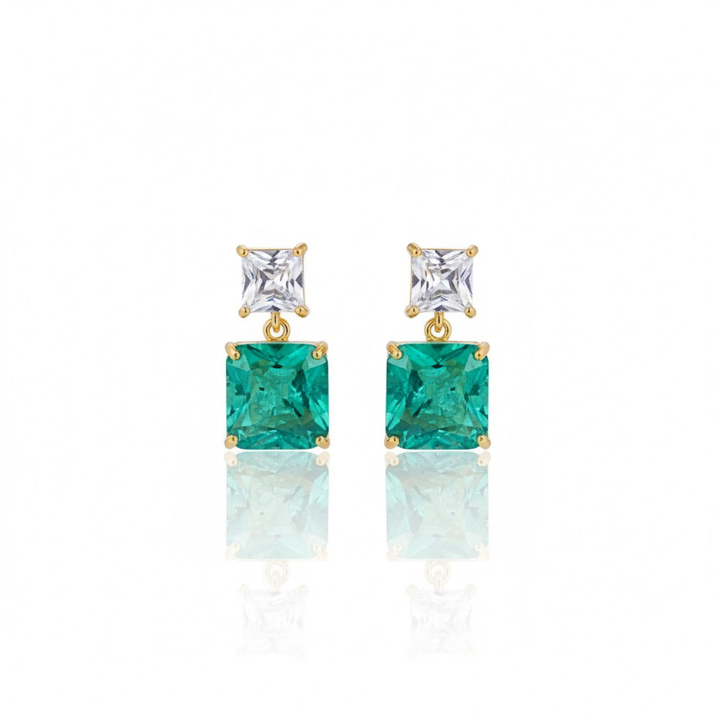 Sea Green Crush Stone Dangle Earrings