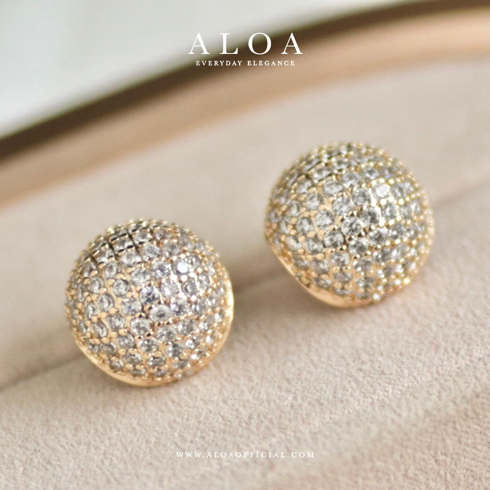 Golden CZ Sphere Studs