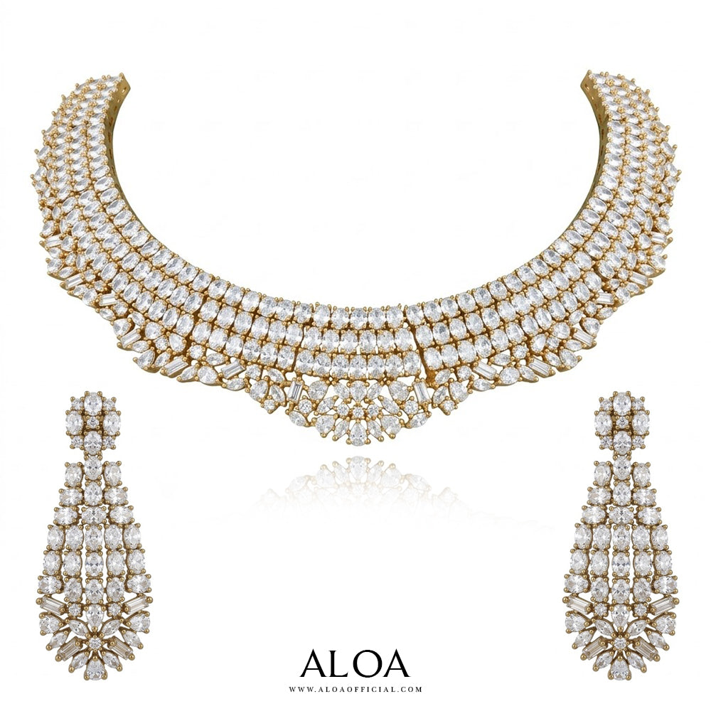 Gold Zircon Necklace Set