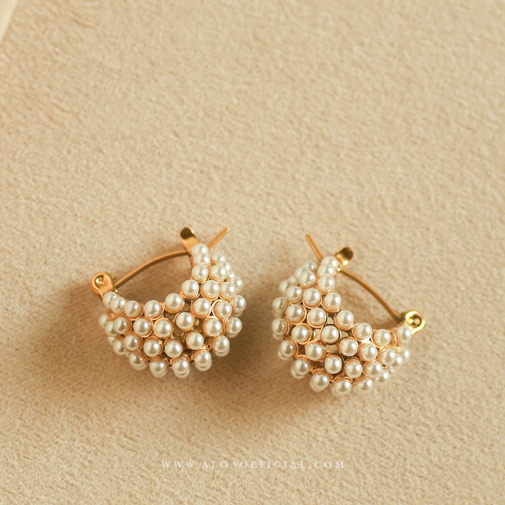 Studded Pearl Hoops