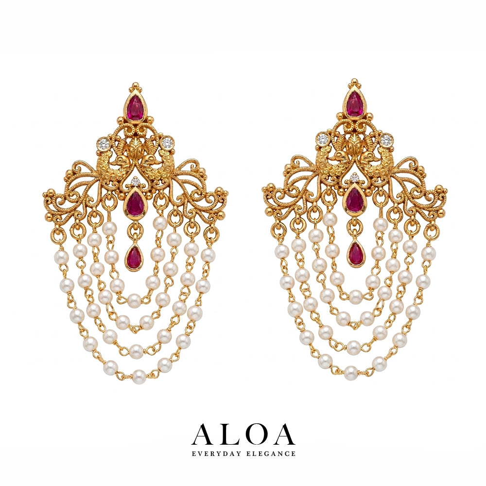 Heritage Peacock Chandelier Earrings