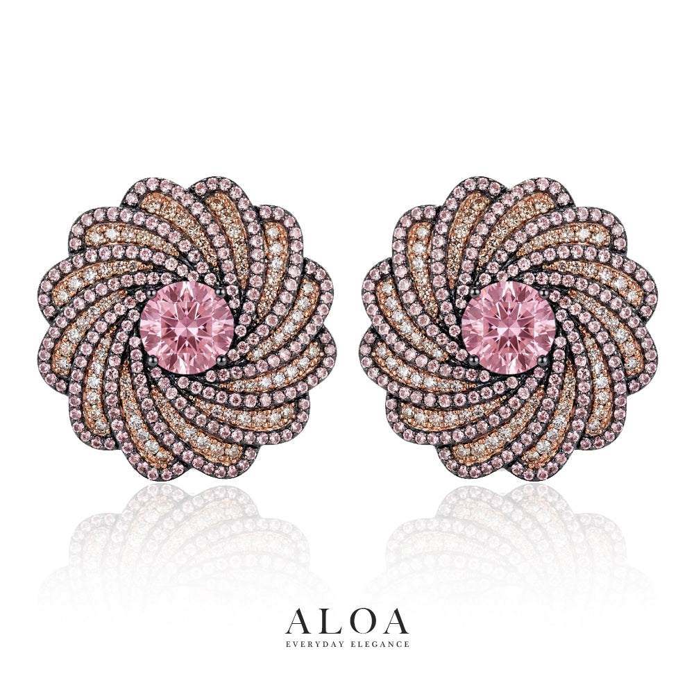 Pink Petal Pavé Stud Earrings