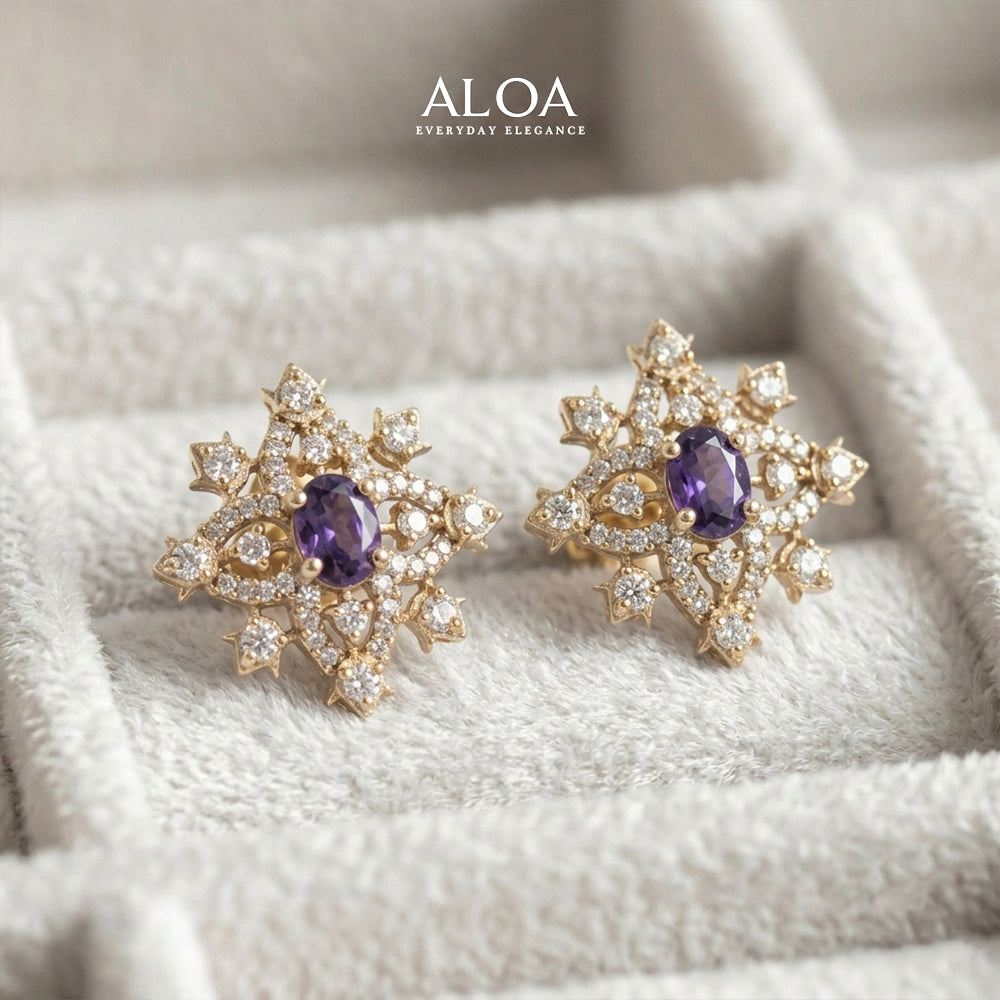 Royal Amethyst Starburst Studs