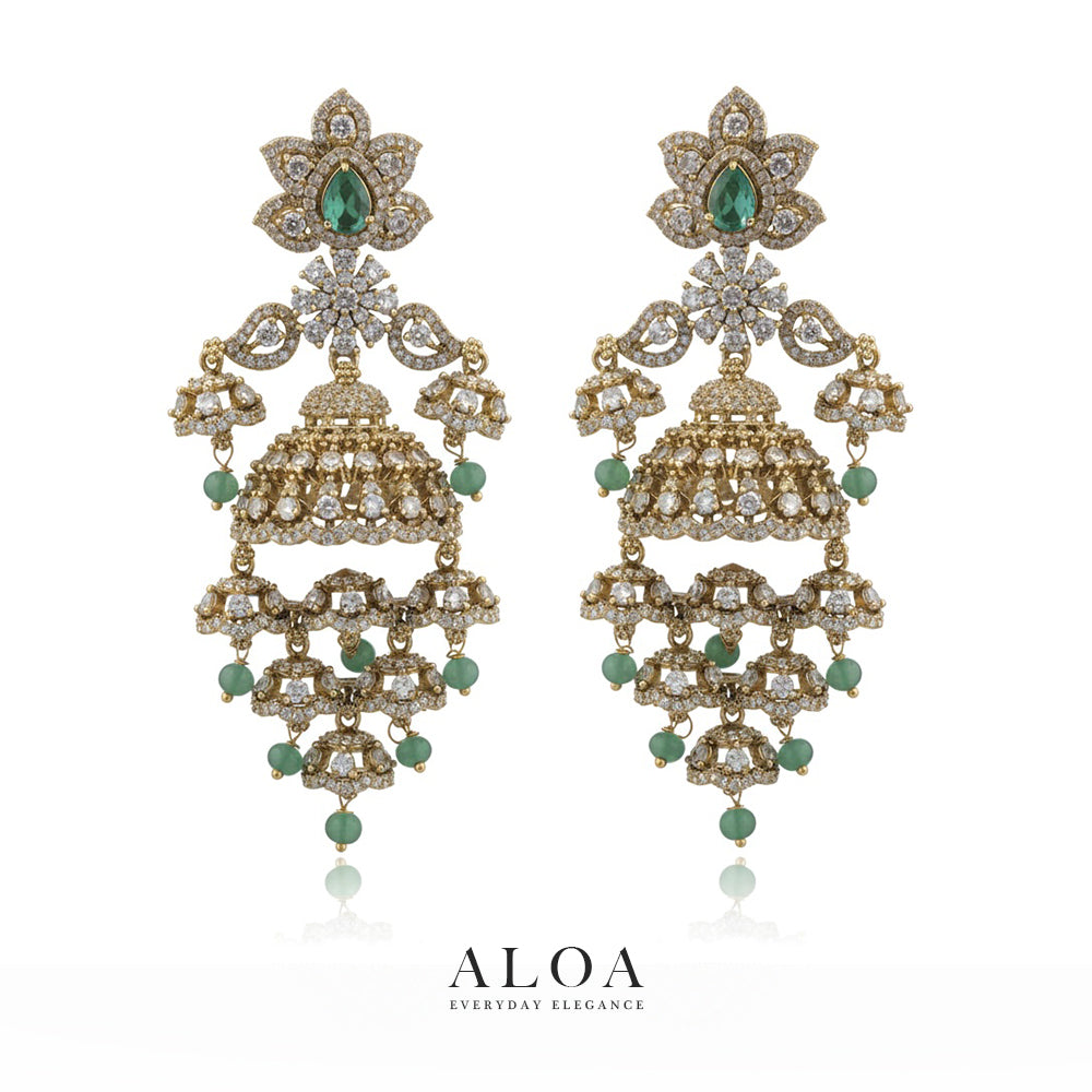 Emerald Heritage Tiered Jhumkas
