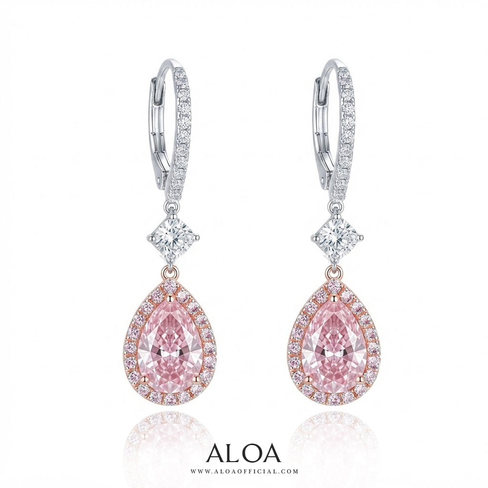 Blush Pear Halo Leverback Earring