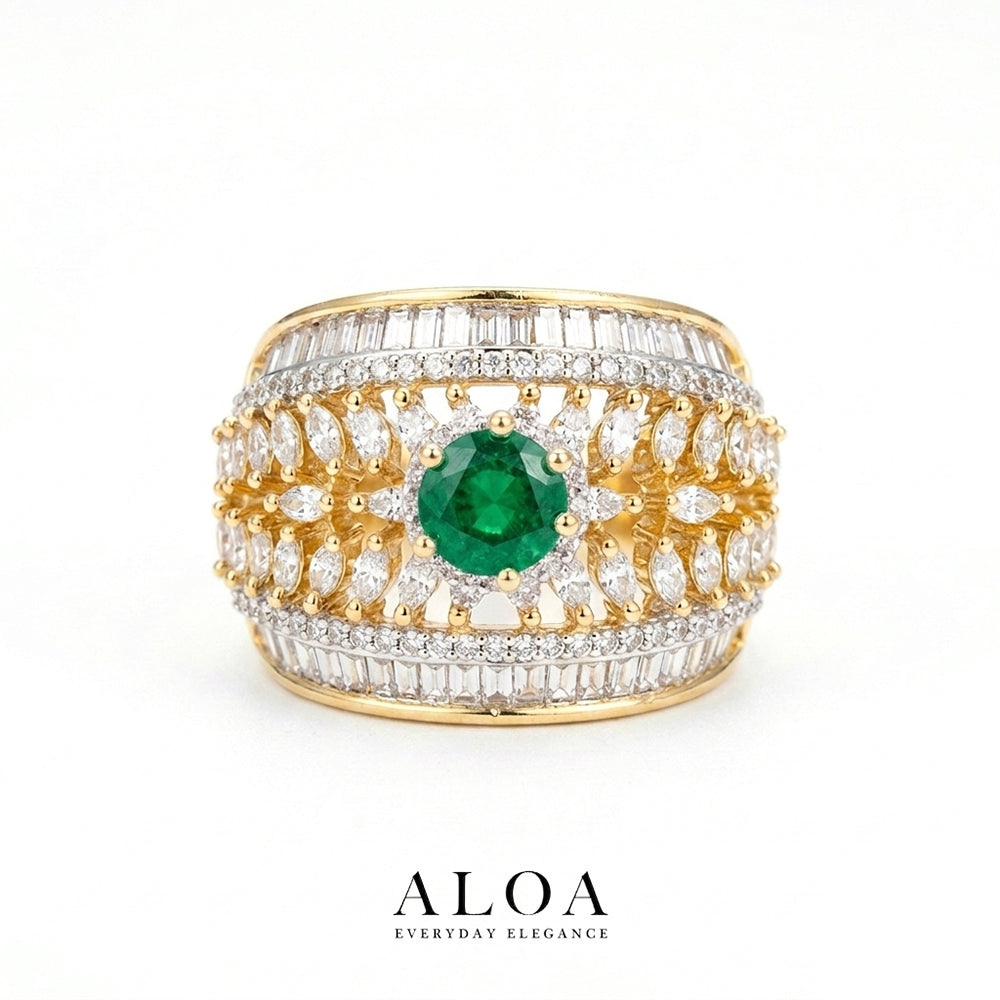 Green Stone Statement Adjustable Ring