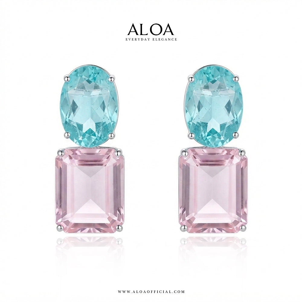 Two-Tone Oval & Emerald Drop Earrings