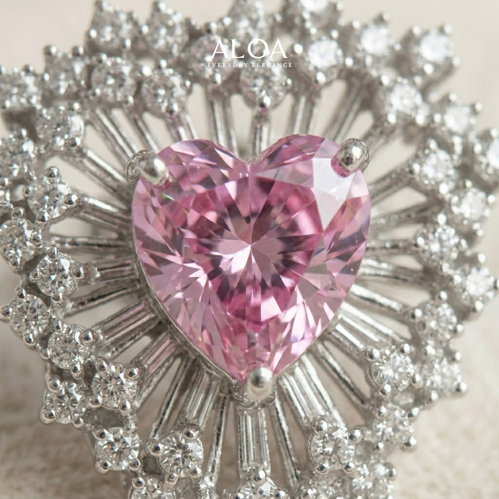 Sun Burst Heart Studs