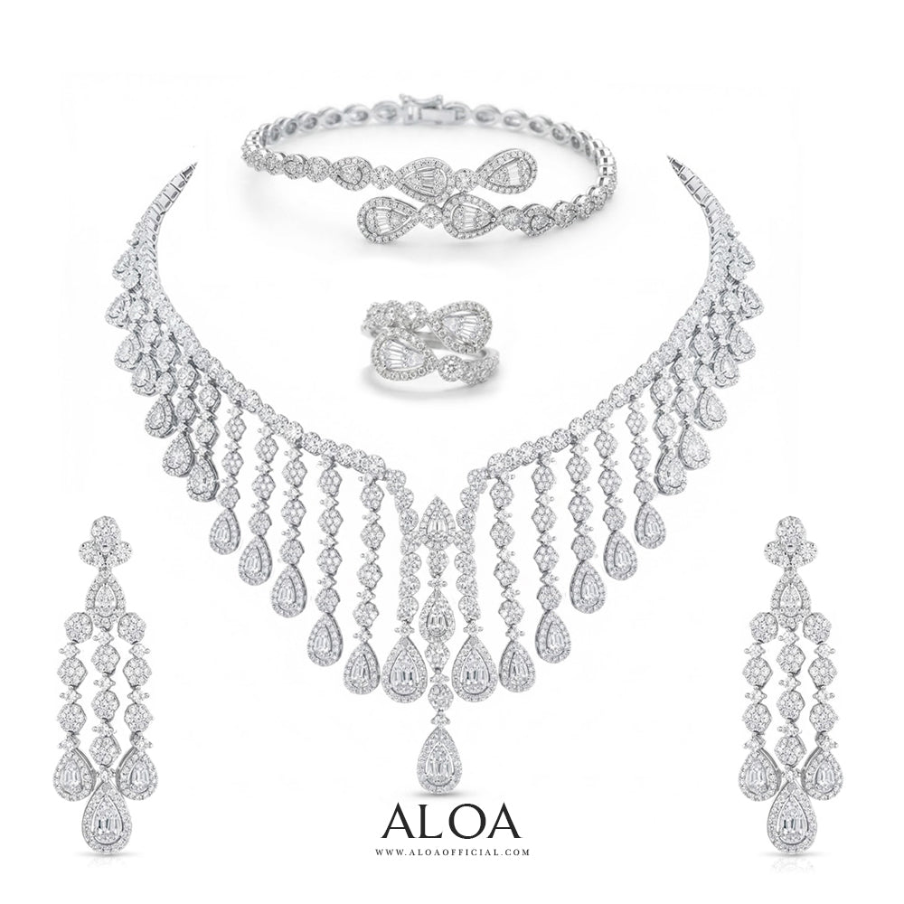Ethereal Frost Bridal Necklace Set