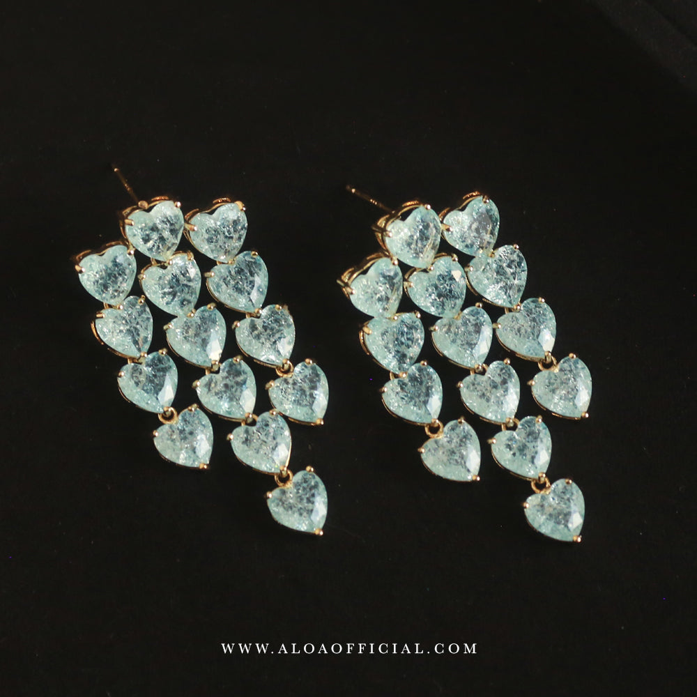 Mint Heartfall Earrings