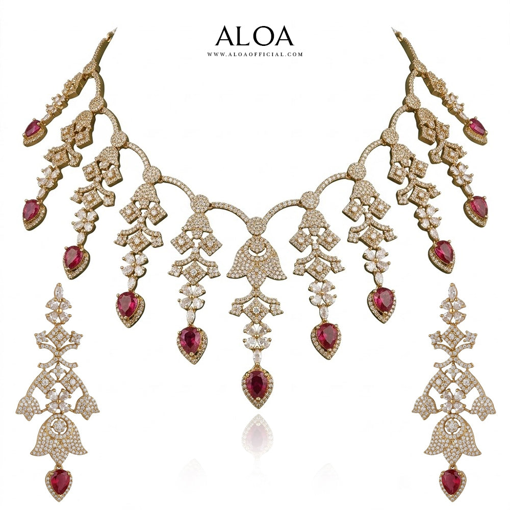 Ruby Gold Necklace Set