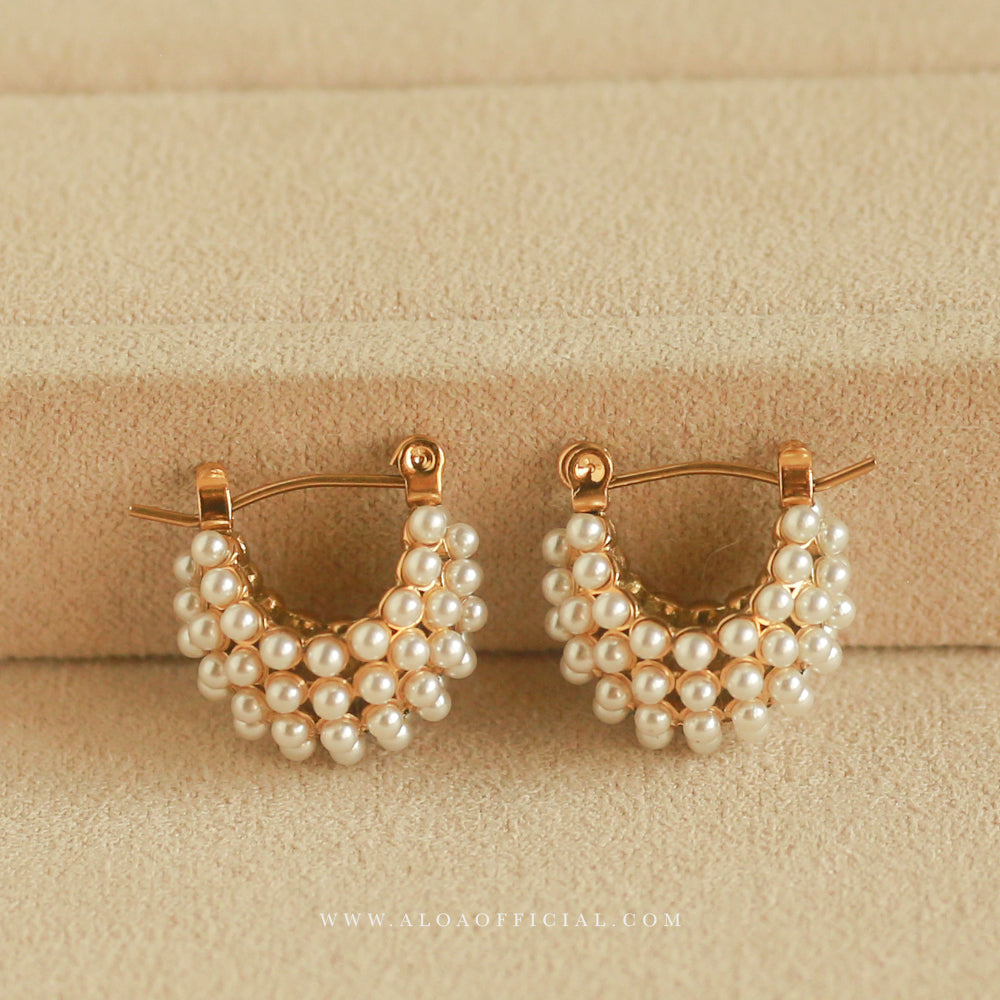Studded Pearl Hoops